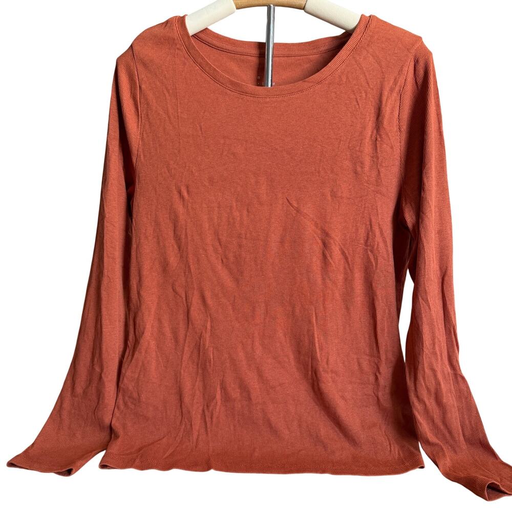 A New Day Women's Rust Long Sleeve Ribbed T-Shirt - Size XL - NWT